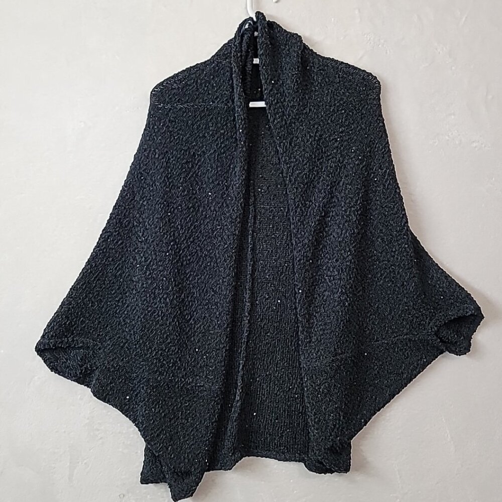 Zara Knit Womens Sequin Wrap Cardigan Size M Navy Sparkle Sweater Universal READ